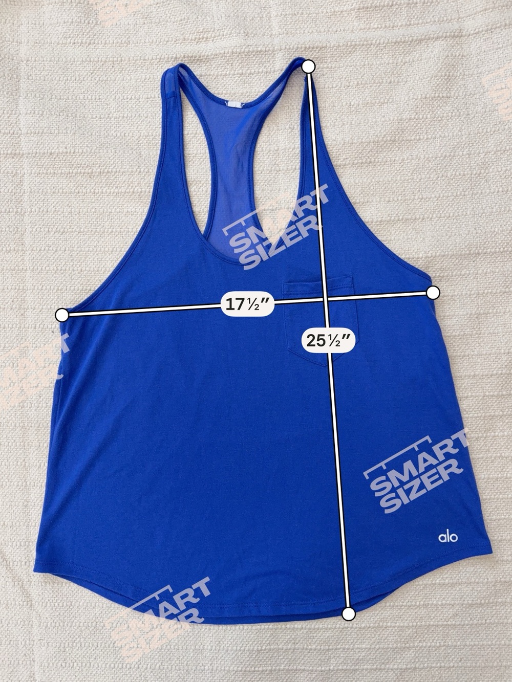 ALO Yoga Blue Mesh Racerback Pocket Tank Top - Picture 3 of 3